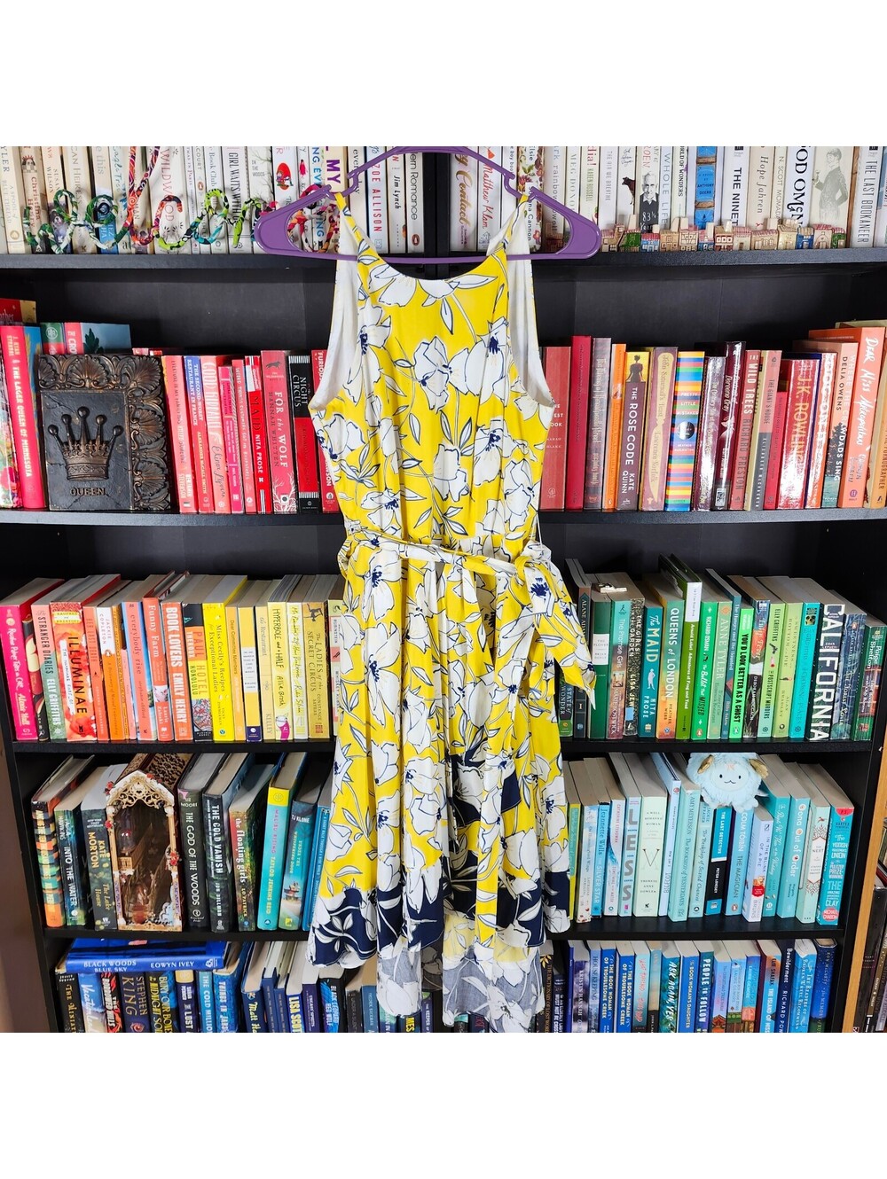 Eliza J Yellow Floral High Low Dress Size 6P Sleeveless Belted Fit & Flare